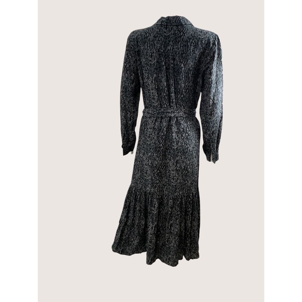 Rails Grey Black Abstract Animal Print Tiered Midi Shirt Dress Small - Picture 4 of 11